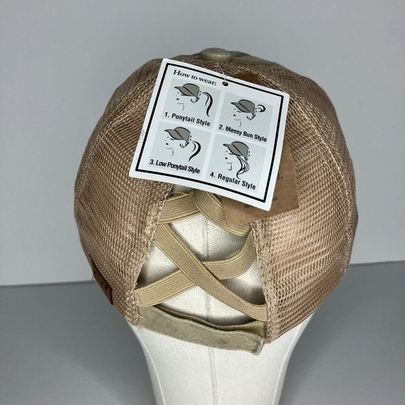 C.C. Pony Caps Women's Ponytail Hat Sunflower Patch Distresssed Style New - Picture 3 of 10